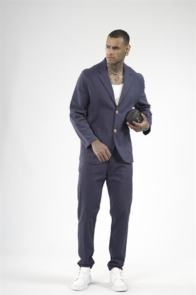 Slim Fit Kalıp Erkek Pamuklu Keten Alt Üst Takım