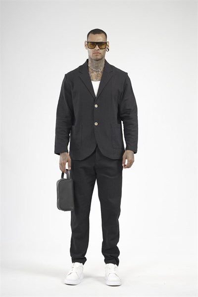 Slim Fit Kalıp Erkek Pamuklu Keten Alt Üst Takım