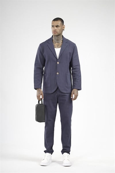 Slim Fit Kalıp Erkek Pamuklu Keten Alt Üst Takım