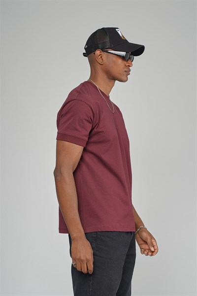 Slim Fit Kalıp Kolu Ribanalı Basic %100 Pamuklu Tişört