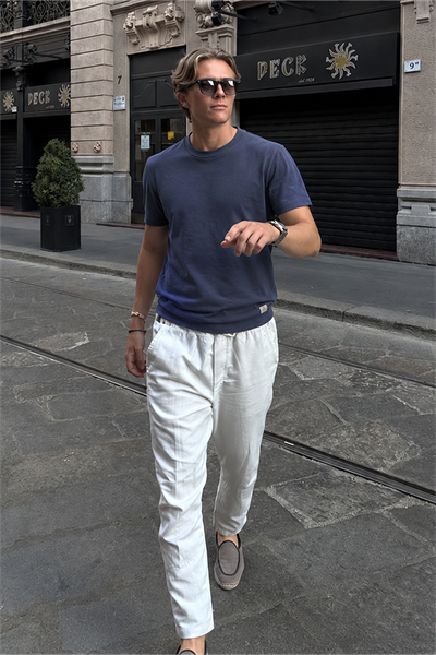 Slim Fit Kalıp Kolu Ribanalı Basic %100 Pamuklu Tişört
