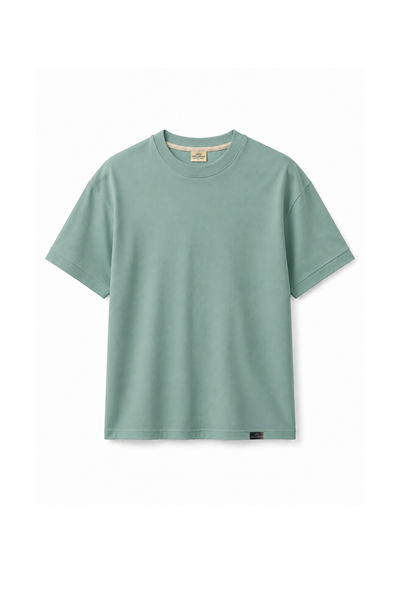 Slim Fit Kalıp Kolu Ribanalı Basic %100 Pamuklu Tişört
