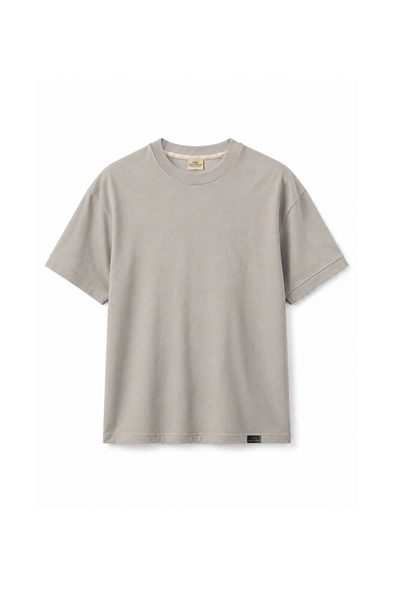 Slim Fit Kalıp Kolu Ribanalı Basic %100 Pamuklu Tişört