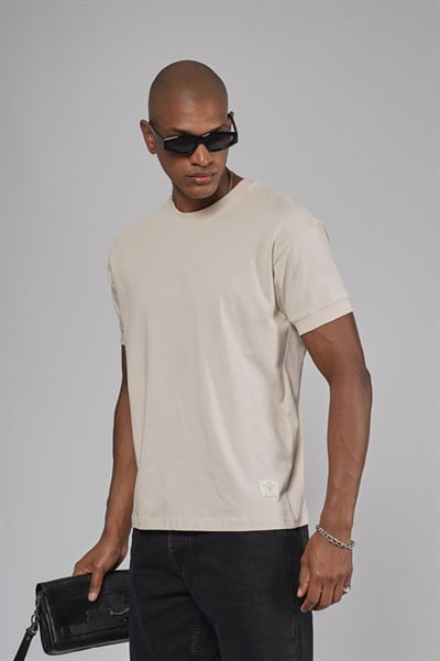 Slim Fit Kalıp Kolu Ribanalı Basic %100 Pamuklu Tişört