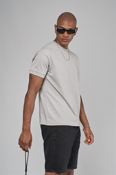 Slim Fit Kalıp Kolu Ribanalı Basic %100 Pamuklu Tişört