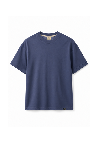 Slim Fit Kalıp Kolu Ribanalı Basic %100 Pamuklu Tişört