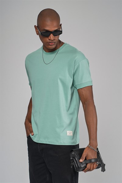 Slim Fit Kalıp Kolu Ribanalı Basic %100 Pamuklu Tişört