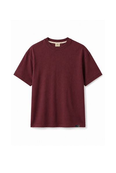 Slim Fit Kalıp Kolu Ribanalı Basic %100 Pamuklu Tişört