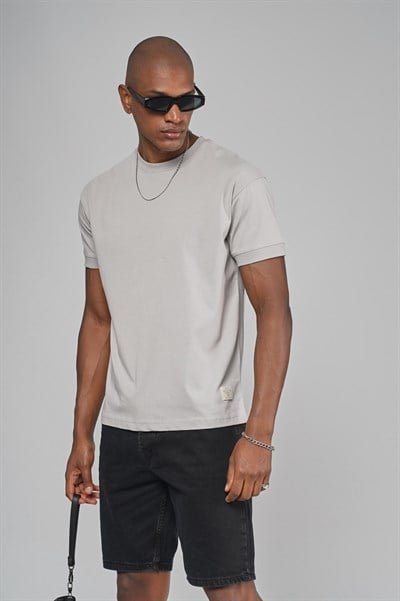 Slim Fit Kalıp Kolu Ribanalı Basic %100 Pamuklu Tişört