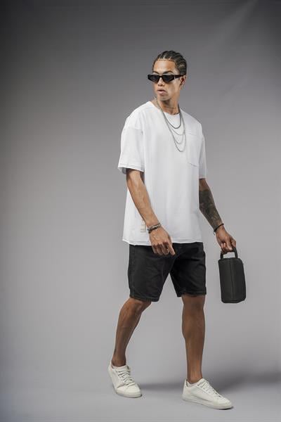 Tek Cepli Pis Yaka Oversize Kalıp Tişört