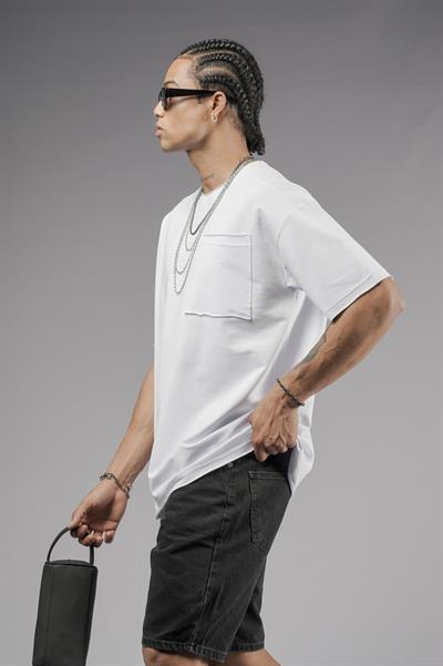 Tek Cepli Pis Yaka Oversize Kalıp Tişört