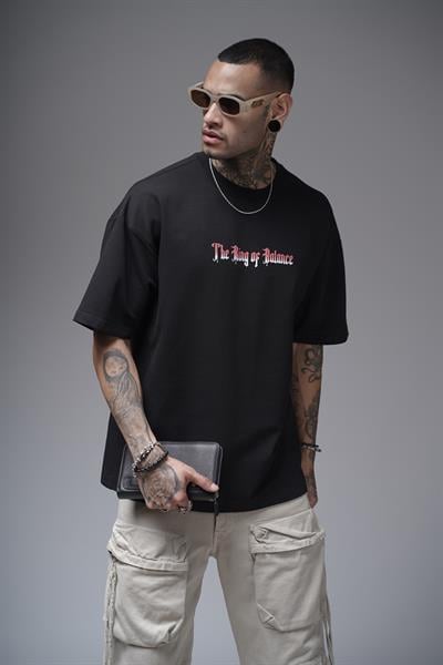 The King Of Balance Baskılı Oversize Kalıp Unisex Tişört