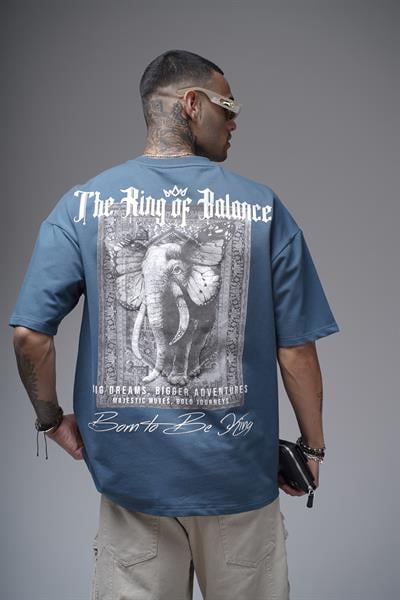 The King Of Balance Baskılı Oversize Kalıp Unisex Tişört