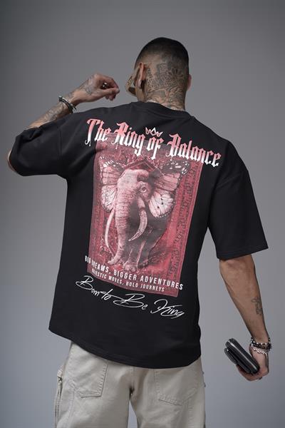 The King Of Balance Baskılı Oversize Kalıp Unisex Tişört