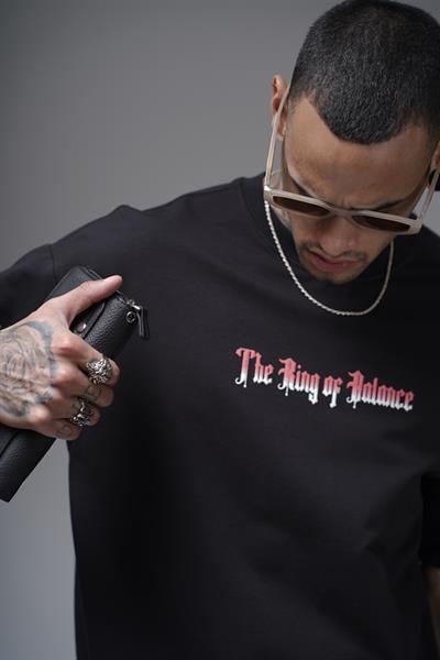 The King Of Balance Baskılı Oversize Kalıp Unisex Tişört