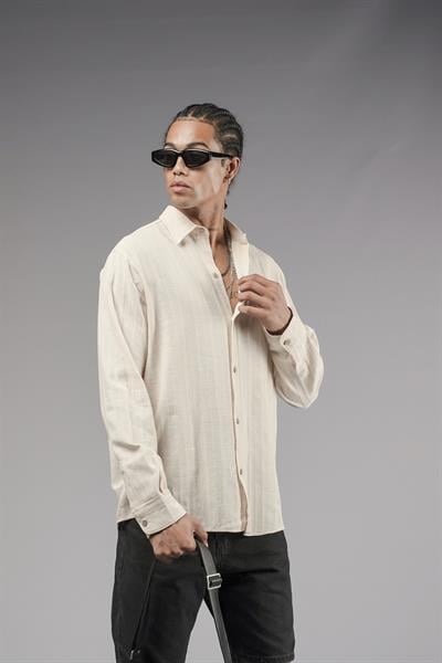 Uzun Kol Düz Keten Gömlek