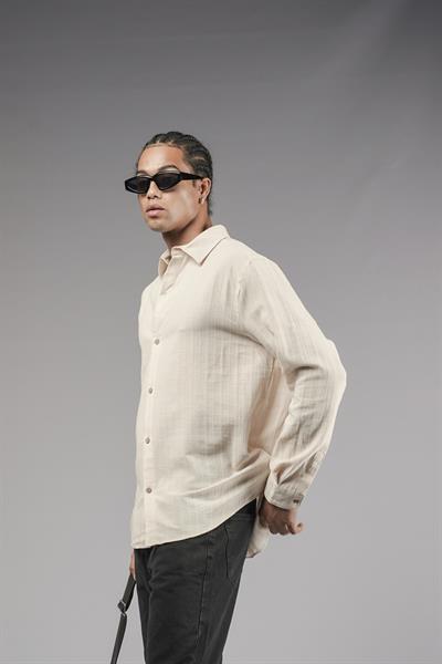 Uzun Kol Düz Keten Gömlek