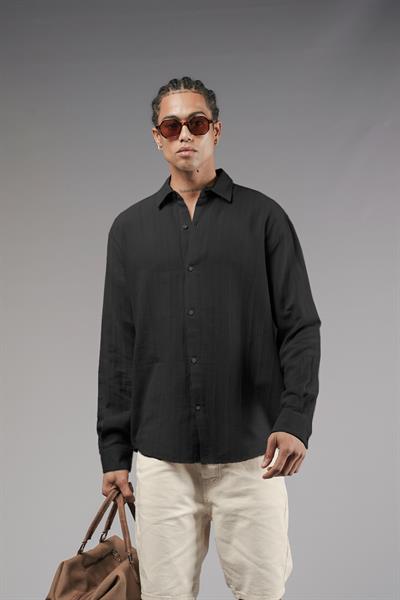 Uzun Kol Düz Keten Gömlek