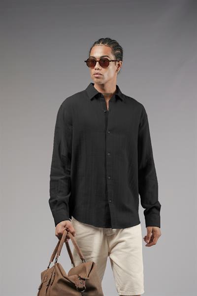 Uzun Kol Düz Keten Gömlek