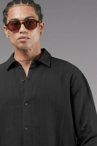 Uzun Kol Düz Keten Gömlek