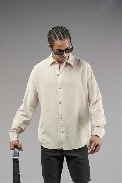 Uzun Kol Düz Keten Gömlek