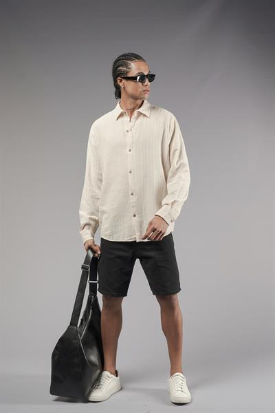 Uzun Kol Düz Keten Gömlek