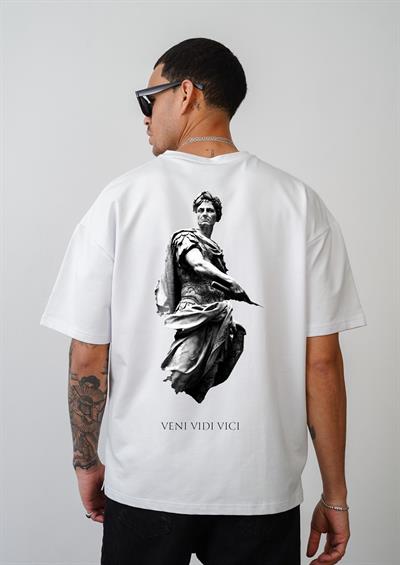 Veni Vidi Vici Baskılı Unisex Oversize Kalıp Tişört
