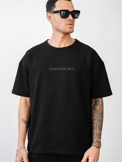 Veni Vidi Vici Baskılı Unisex Oversize Kalıp Tişört