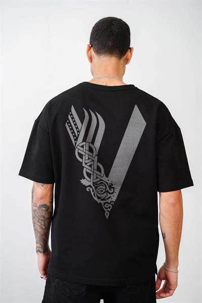 Vıkıngs Baskılı Unisex Oversize Kalıp Tişört