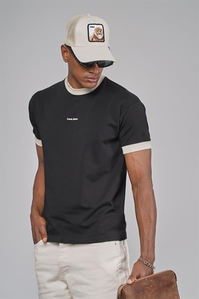 Yaka Kol Bandı Ribanalı Yarım Oversize Kalıp Tişört