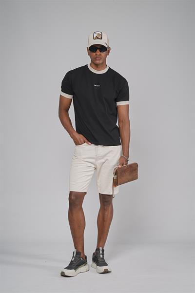 Yaka Kol Bandı Ribanalı Yarım Oversize Kalıp Tişört