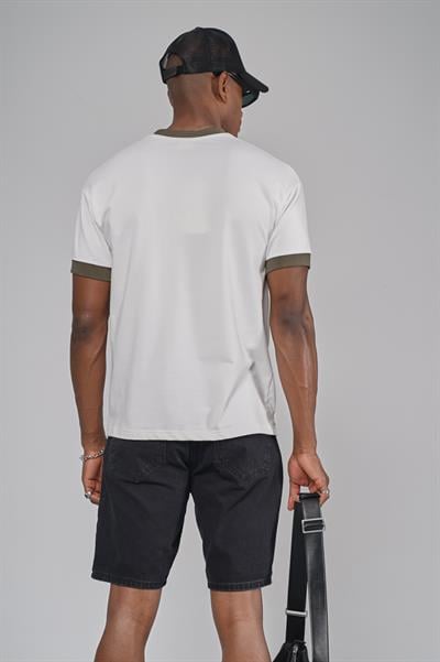 Yaka Kol Bandı Ribanalı Yarım Oversize Kalıp Tişört