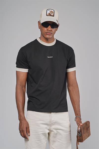 Yaka Kol Bandı Ribanalı Yarım Oversize Kalıp Tişört