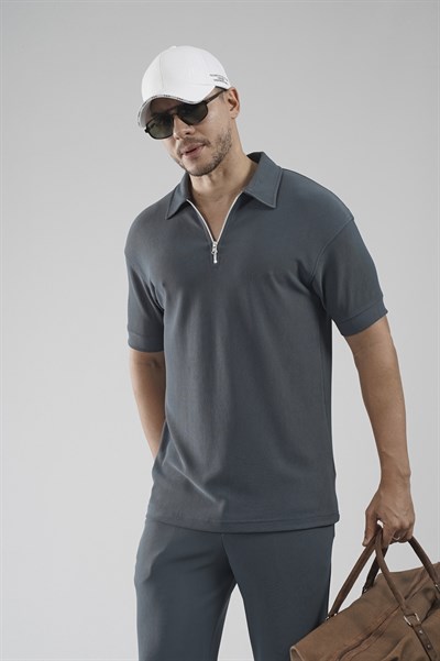 Yakası Fermuarlı Regular Kalıp Pantolon Tişört Alt Üst Takım