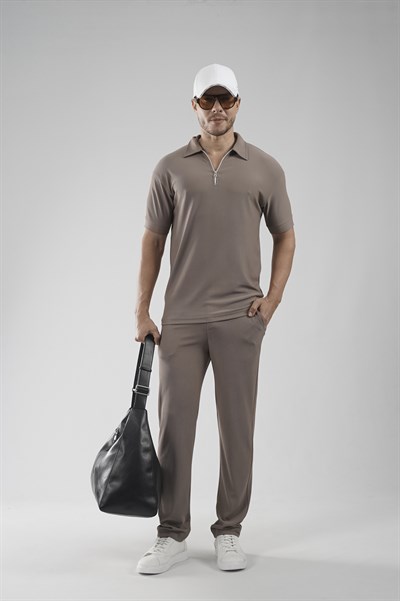 Yakası Fermuarlı Regular Kalıp Pantolon Tişört Alt Üst Takım