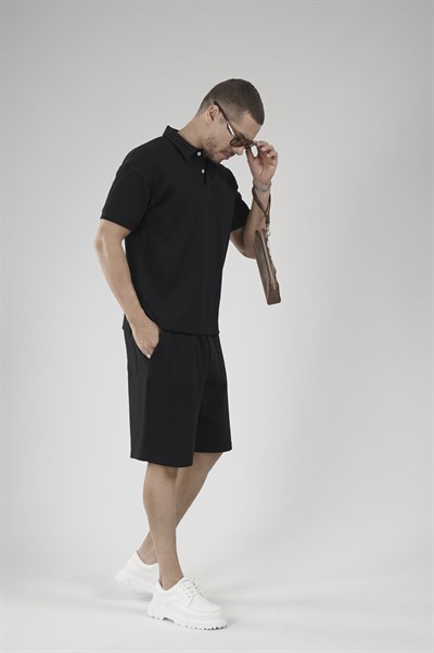 Yarım Oversize Kalıp Polo Yaka Erkek Şort Takım