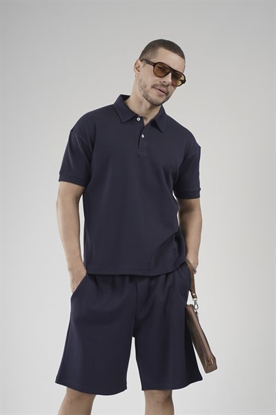 Yarım Oversize Kalıp Polo Yaka Erkek Şort Takım