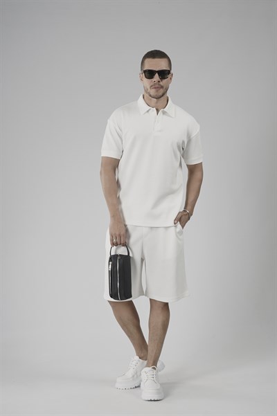 Yarım Oversize Kalıp Polo Yaka Erkek Şort Takım