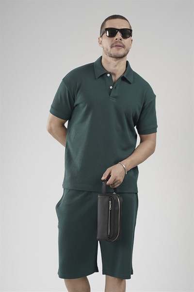 Yarım Oversize Kalıp Polo Yaka Erkek Şort Takım