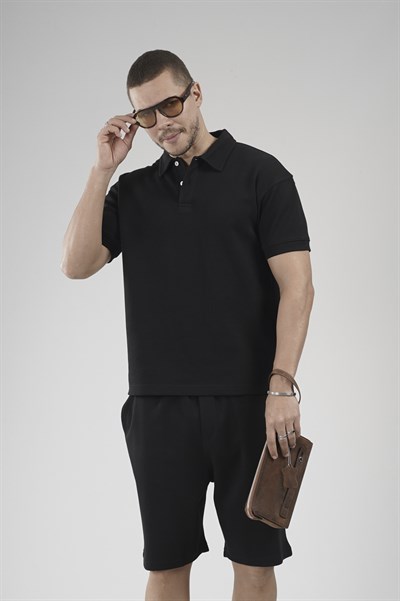 Yarım Oversize Kalıp Polo Yaka Erkek Şort Takım