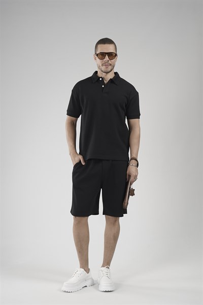 Yarım Oversize Kalıp Polo Yaka Erkek Şort Takım