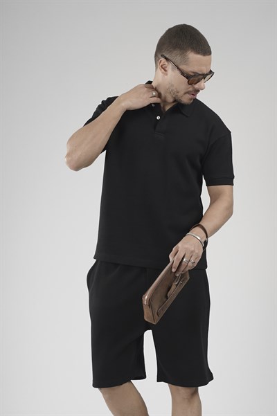 Yarım Oversize Kalıp Polo Yaka Erkek Şort Takım