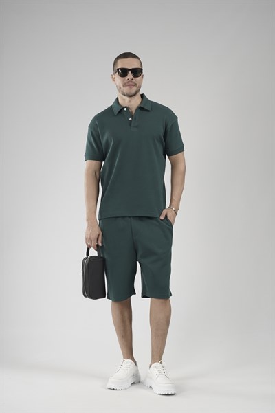 Yarım Oversize Kalıp Polo Yaka Erkek Şort Takım