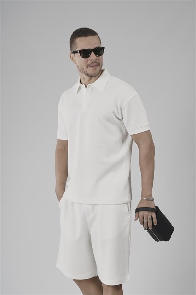 Yarım Oversize Kalıp Polo Yaka Erkek Şort Takım
