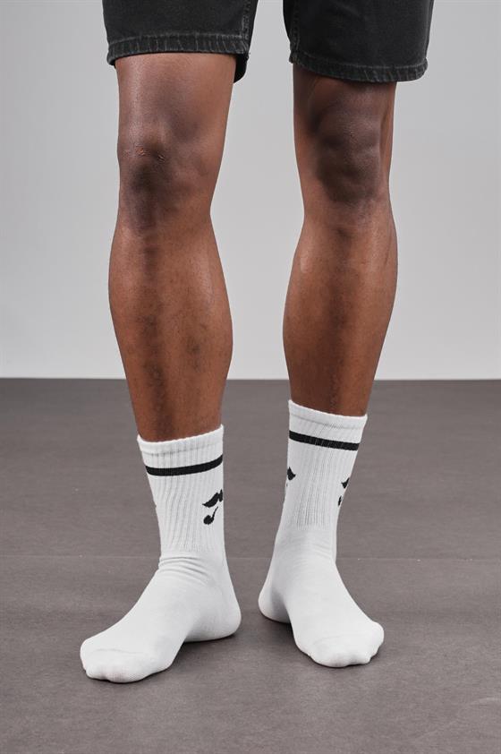 4'lü Desenli Sporcu Unisex Beyaz Çorap