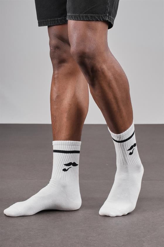 4'lü Desenli Sporcu Unisex Beyaz Çorap