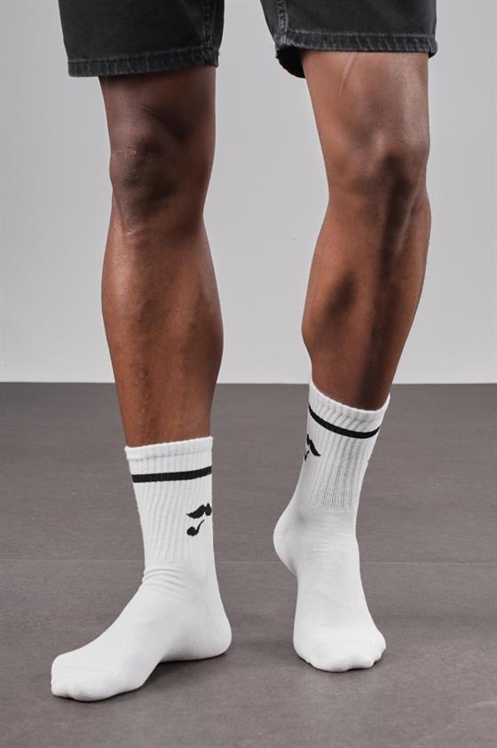 4'lü Desenli Sporcu Unisex Beyaz Çorap