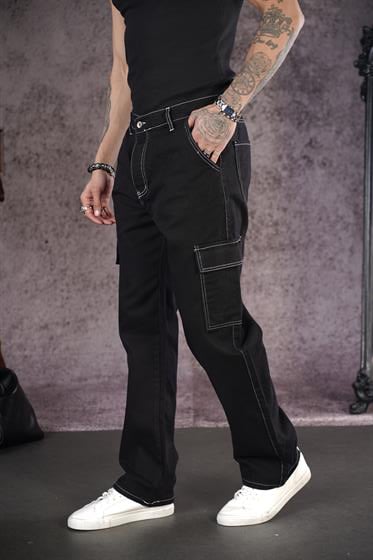 Baggy Kalıp Cepli Erkek Kot Pantolon