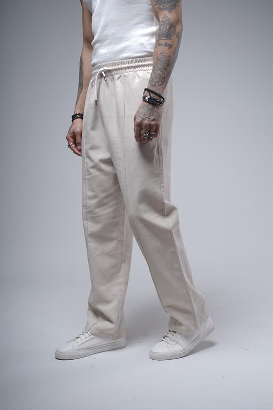 Baggy Kalıp Önü Çıma Detaylı Erkek Gabardin Pantolon