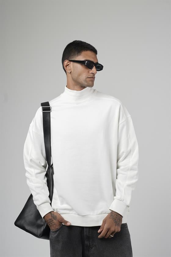 Balıkçı Yaka Oversize Kalıp Erkek Sweatshirt
